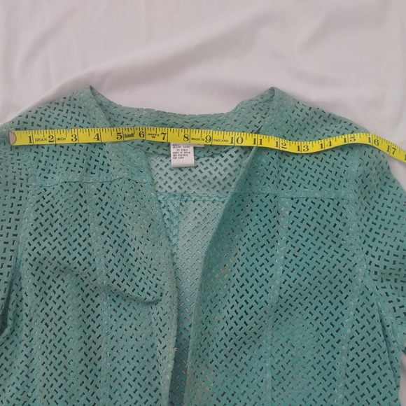 Vintage Suede Jacket perforated (like laser cut) w/ hook & eye closure, unique - Picture 3 of 12